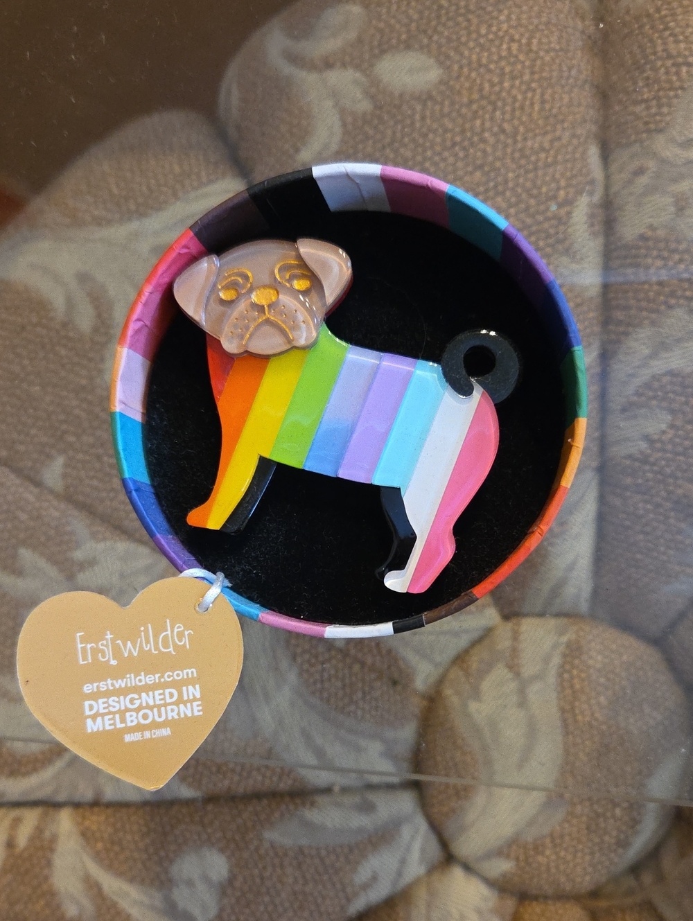 Erstwilder Pride Rainbow Pug Brooch Pin - Multicolor